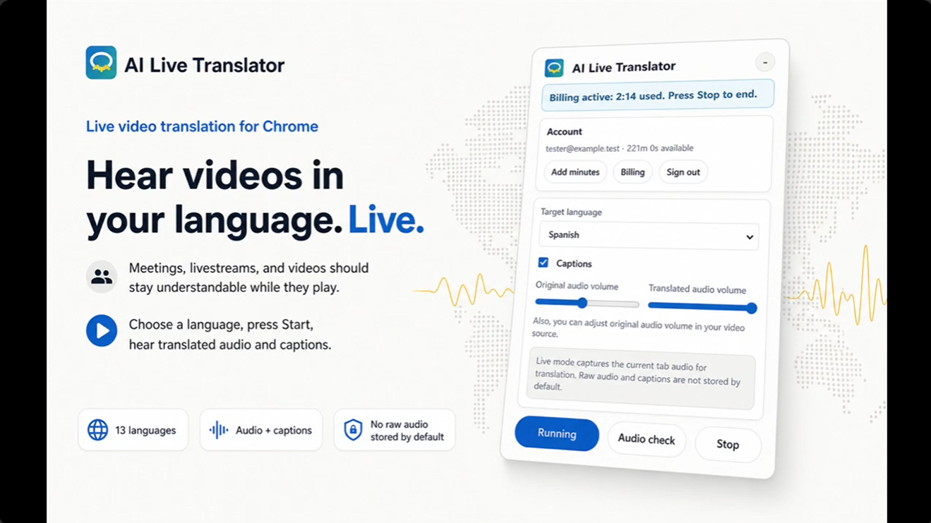 First frame of the AI Live Translator product demo video